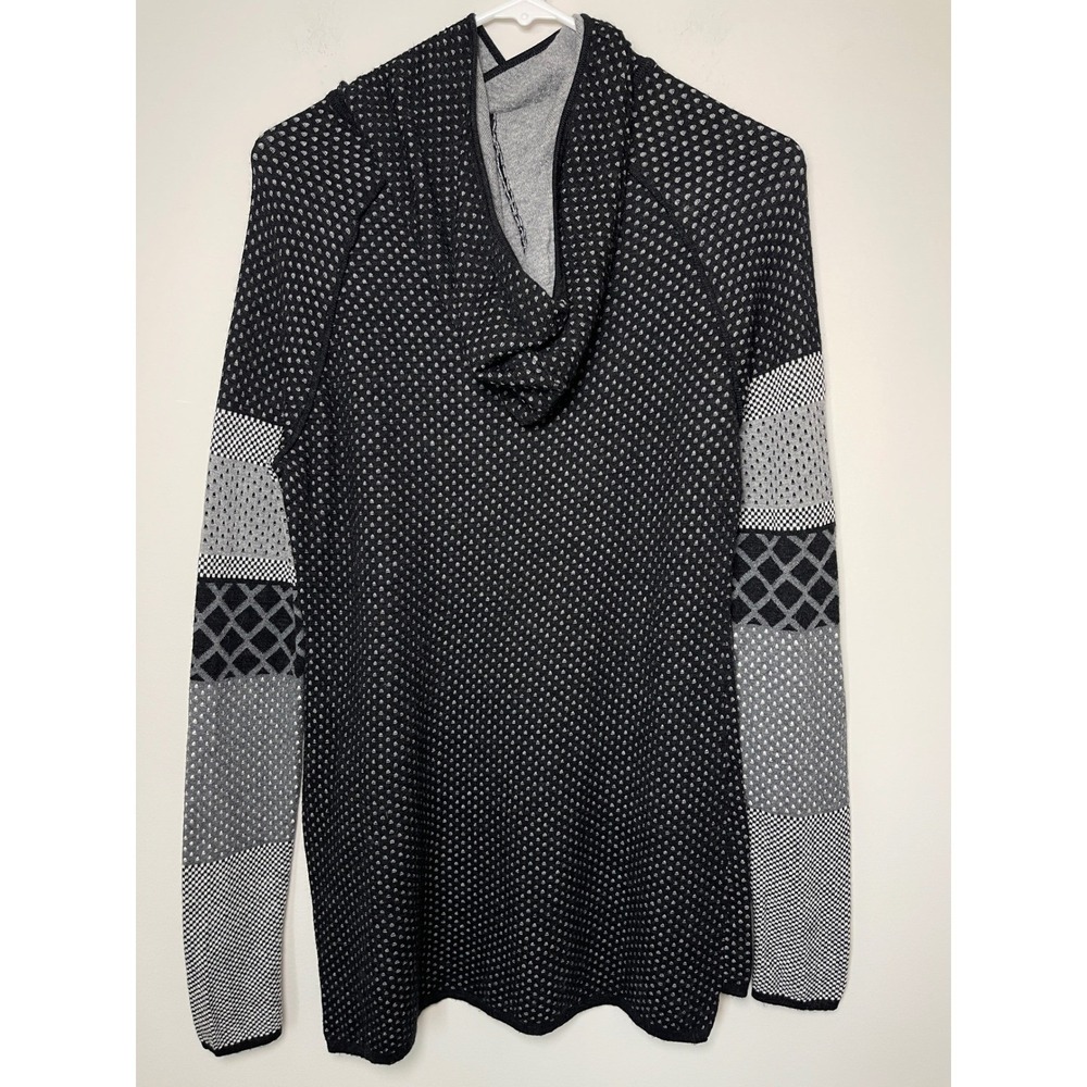 Krimson Klover Merino Wool Blend Knit Hoodie Thumbhole Sweater Tunic Top Black M - Picture 8 of 12